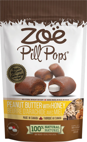 Zoe Pill Pops Peanut Butter with Honey Dog Treats, 3.5-oz