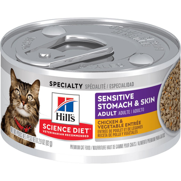 Hill's Science Diet Adult Sensitive Stomach & Skin Chicken & Vegetable Entree Wet Cat Food