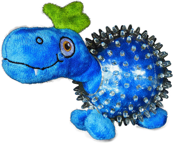 Spunky Pup Lil' Squeakers Dino in Clear Spiky Ball Dog Toy