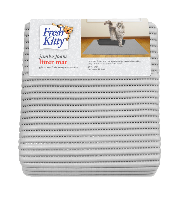 Fresh Kitty Tapis de litière en mousse Jumbo pour chat, Gris, Jumbo