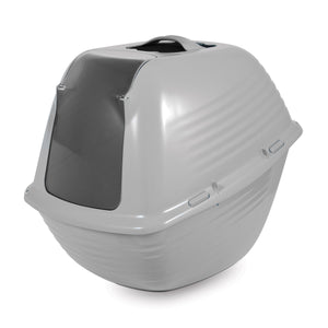 Petmate Stay Fresh Bac à litière pour chat à capuchon Argent perle