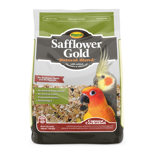 Higgins Safflower Gold Conure & Cockatiel Bird Food