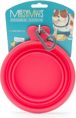 Messy Mutts Bol En Silicone Rétractable, Rouge