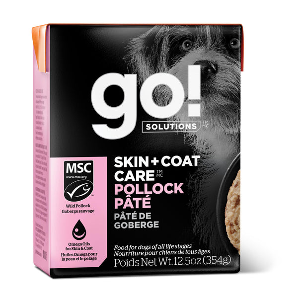 Go! Solutions Skin + Coat Care Pollock Pate with Grains Wet Dog Food
