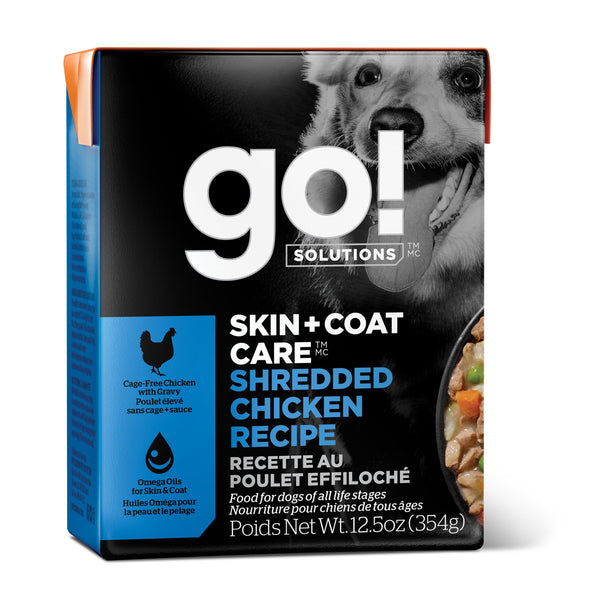Go! Solutions Skin + Coat Care Shredded Chicken with Grains Wet Dog Food