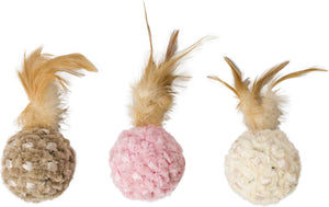 Ethical Pet Chenille Chaser Feather Ball Cat Toys. Color Varies