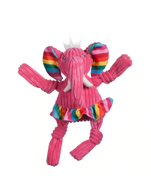 HuggleHounds Knottie Rainbow Elephant Plush Dog Toy