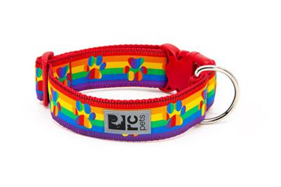 RC Pets Wide Clip Dog Collar, Rainbow Paws