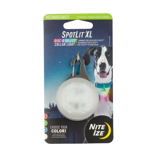 Nite Ize Spotlit XL Lumière rechargeable Ï  LED Disc-O Select avec mousqueton pour colliers de chien