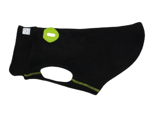 RC Pets Baseline Fleece Dog Coat, Black & Lime