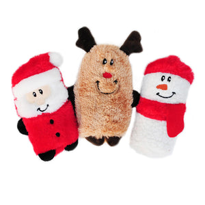 ZippyPaws Holiday Squeakie Buddies Dog Toy, 3-pk