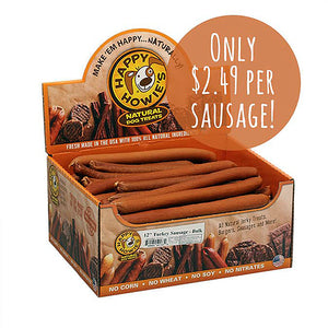 Happy Howie's Turkey Sausage Dog Treat, 12-in