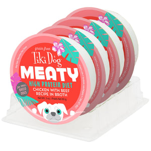 Tiki Dog Meaty Chicken with Beef Recipe in Broth Wet Dog Food