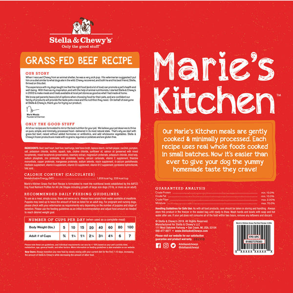 Stella & Chewy's Recette Marie's Kitchen au bÅ“uf nourri Ï  l'herbe, aliment congelé pour chiens.