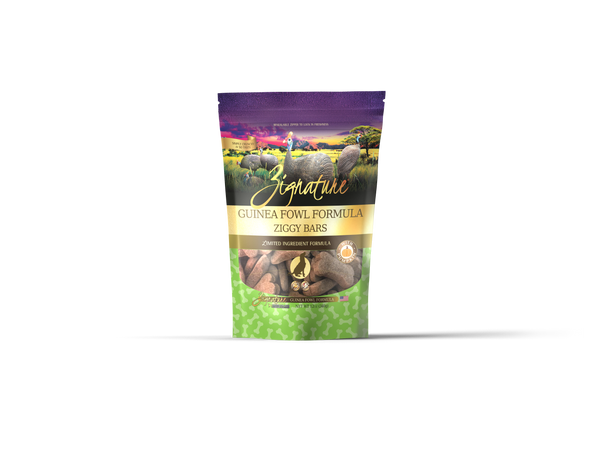 Zignature Guinea Fowl Formula Ziggy Bars Dog Treats, 12-oz