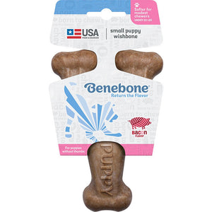 Benebone Wishbone Bacon Flavored Puppy Dog Toy, Small