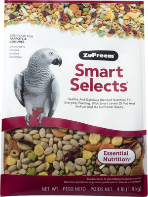 ZuPreem Smart Selects Parrot & Conure Bird Food, 4-lb