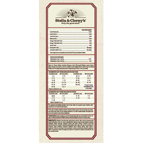 Stella & Chewy's Essentials Grains complets poisson blanc, saumon et grains anciens Croquettes pour chiens