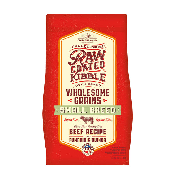 Stella & Chewy's Croquettes enrobées de cru Grains complets boeuf, citrouille et quinoa Croquettes pour petites races