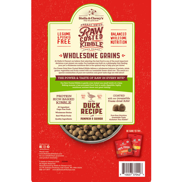Stella & Chewy's Croquettes enrobées de cru Grains complets canard, citrouille et quinoa Croquettes pour chiens