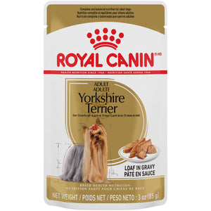 Royal Canin Breed Health Nutrition Yorkshire Terrier Adult Loaf Pouch in Gravy Wet Dog Food