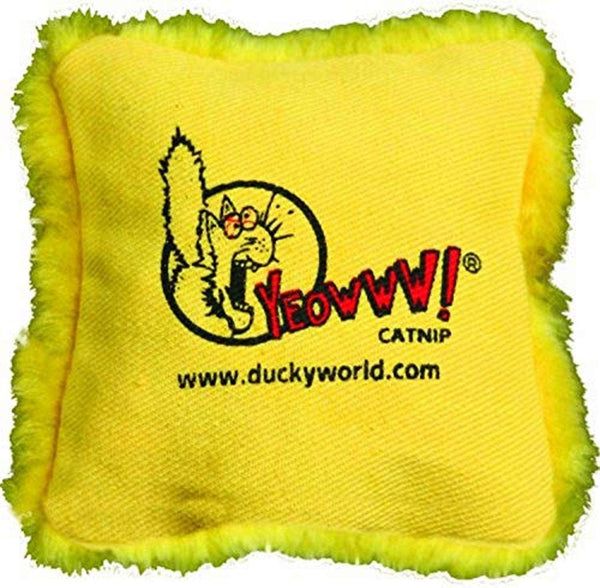 Yeowww! Pillow Catnip Cat Toy, Yellow, 2.5-in