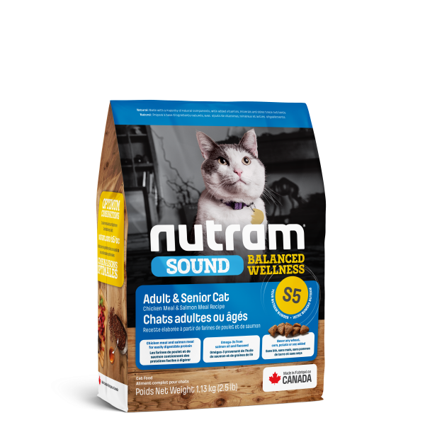 Nutram Sound S5 Balanced Wellness Chicken & Salmon Adult Senior Dry Cat Food