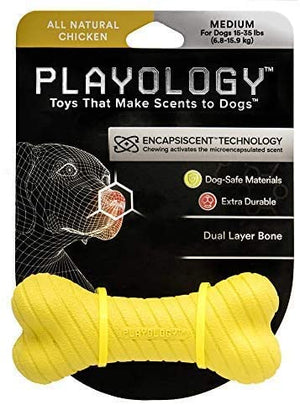 Playology Dual Layer Bone Chicken Scented Dog Chew Toy