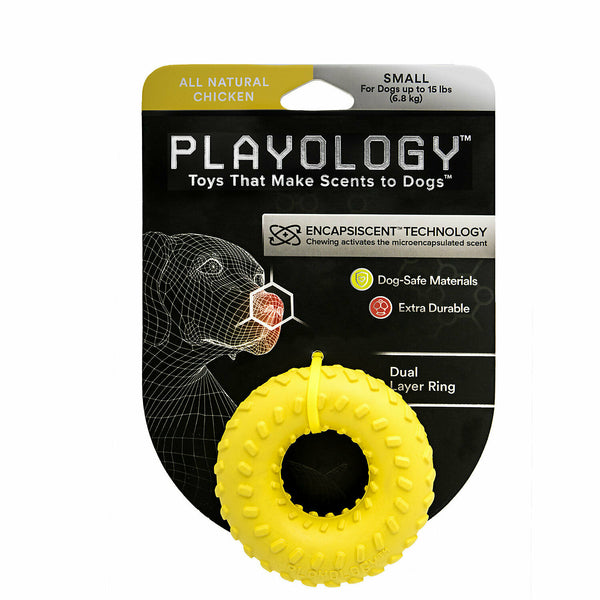 Playology Dual Layer Ring Scented Dog Chew Toy, Chicken