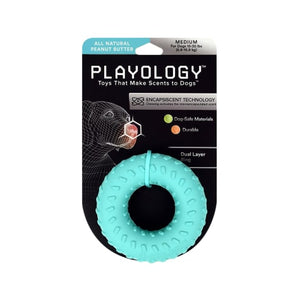 Playology Dual Layer Ring Scented Dog Chew Toy, Peanut Butter