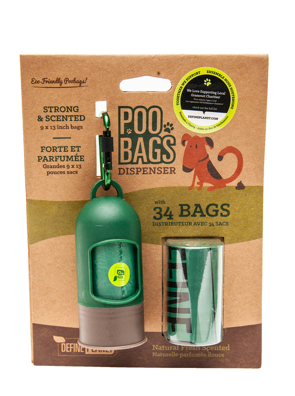 Define Planet Poo Bags Dispenser with 2 Rolls for Dogs