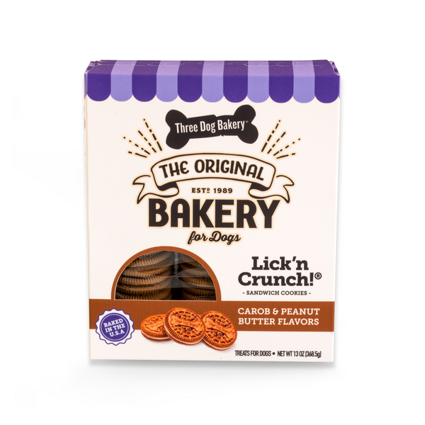 Three Dog Bakery Lick'n Crunch Caroube & beurre d’arachide, 13 oz