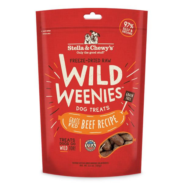 Stella & Chewy's Wild Weenies Friandises pour chiens lyophilisées Recette bœuf nourri à l'herbe