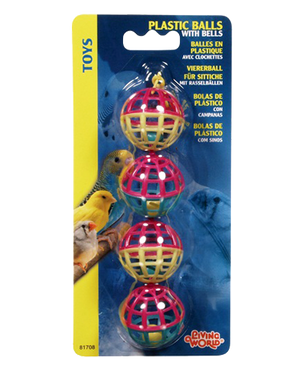 Living World Classic Plastic Balls with Bells Bird Toy, 4-pk