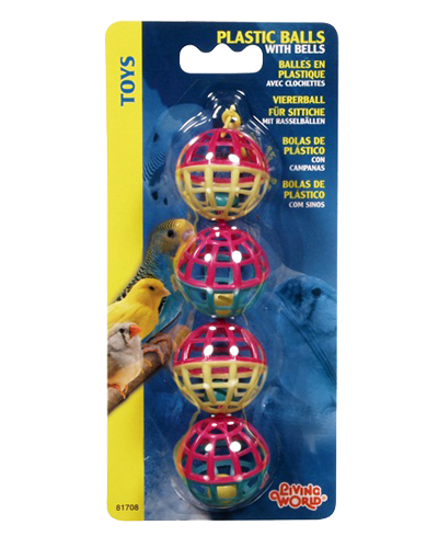 Living World Classic Plastic Balls with Bells Bird Toy, 4-pk