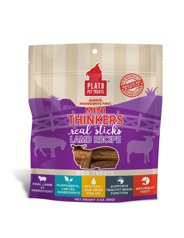 Plato Mini Thinkers Lamb Meat Stick Dog Treats