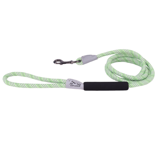 K9 Explorer Brights Reflective Braided Rope Snap Dog Leash, Meadow, 1/2-in x 6-ft