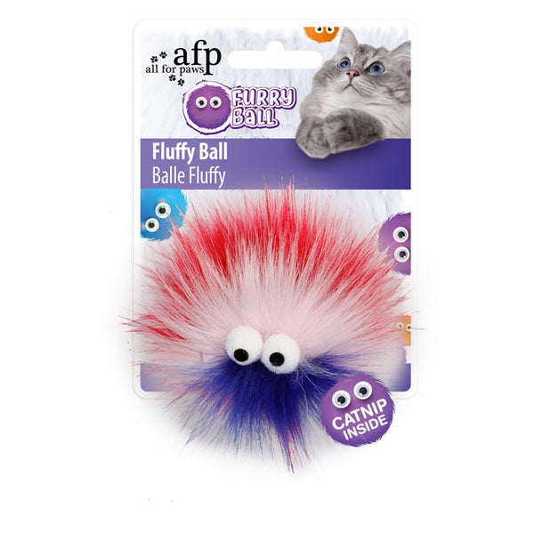 All for Paws Jouet pour chat Balle poilue Fluffy, rouge