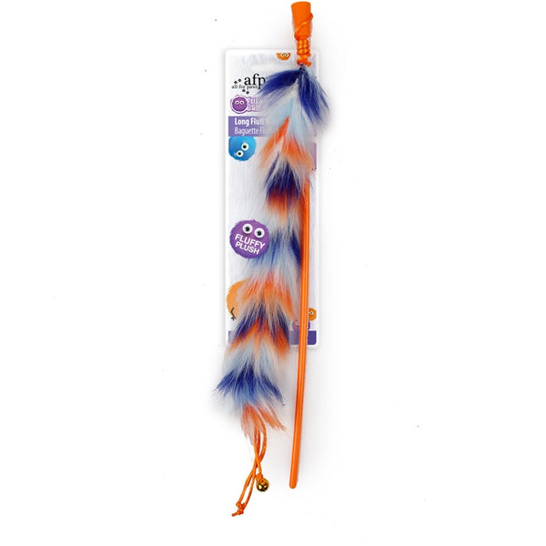 All for Paws Furry Ball Long Fluff Wand Cat Toy, Orange
