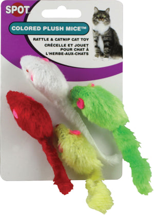 Ethical Pet Spot Souris en peluche colorées Jouet pour chat à l'herbe à chat, lot de 4