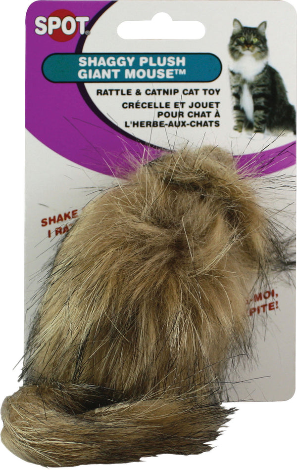 Ethical Pet Spot Souris géante en peluche shaggy Jouet pour chat, 4,5 po
