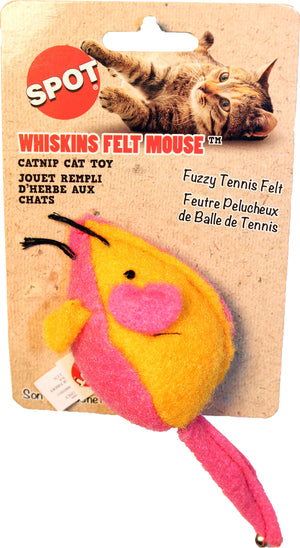 Ethical Pet Spot Whiskins Souris en feutre Jouet pour chat à l'herbe à chat, couleur variable