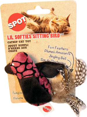Ethical Pet Spot Lil Softies Oiseau assis Jouet pour chat à l'herbe à chat, couleur variable