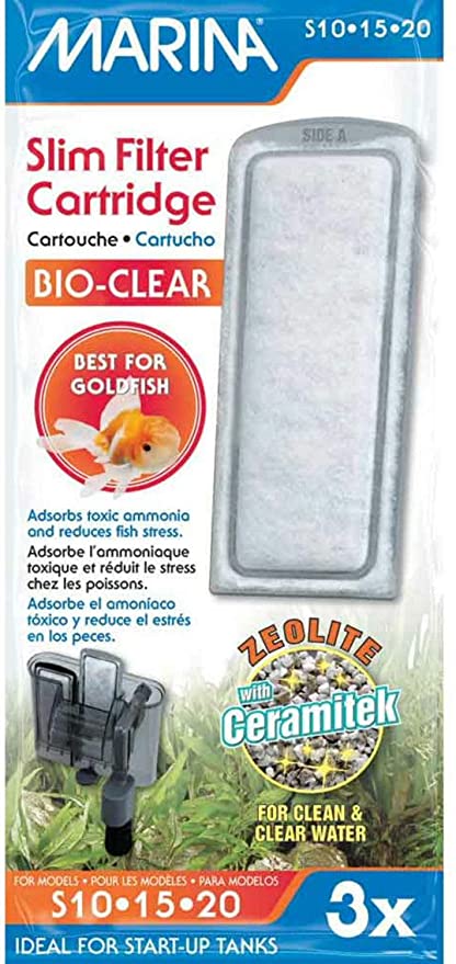Marina Bio-Clear Slim Filter Cartridge for Aquariums, 3-pk
