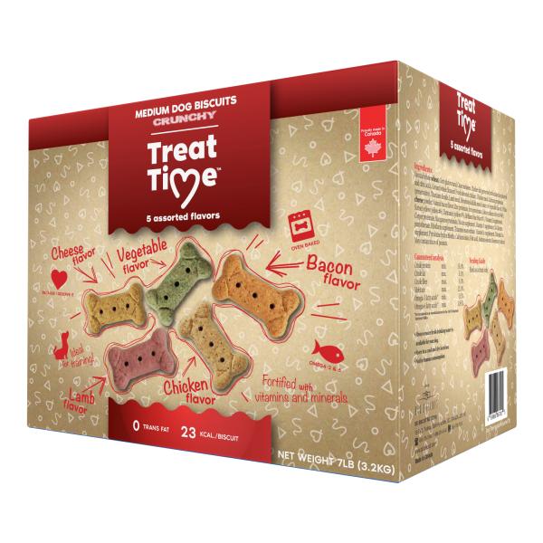Treat Time Biscuits Dog Treats, Assorted, Medium, 7-lb
