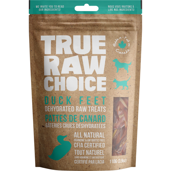 True Raw Choice Dehydrated Duck Feet Cat & Dog Treats, 110-gram