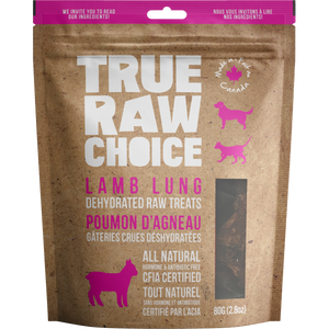 True Raw Choice Friandises déshydratées de poumon d'agneau pour chats et chiens, 80-grammes