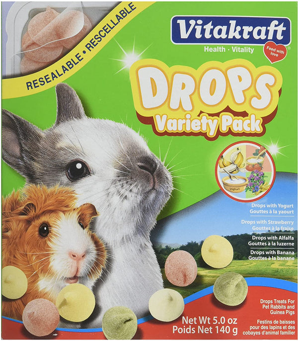 Vitakraft Drops Variety Pack Rabbit & Guinea Pig Treats, 5-oz
