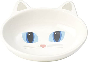 PetRageous Designs Frisky Kitty Oval Cat Dish, White, 5.5-in