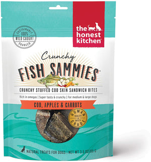 The Honest Kitchen Crunchy Fish Sammies Cod, Apples & Carrots Dog Treats, 3.5-oz